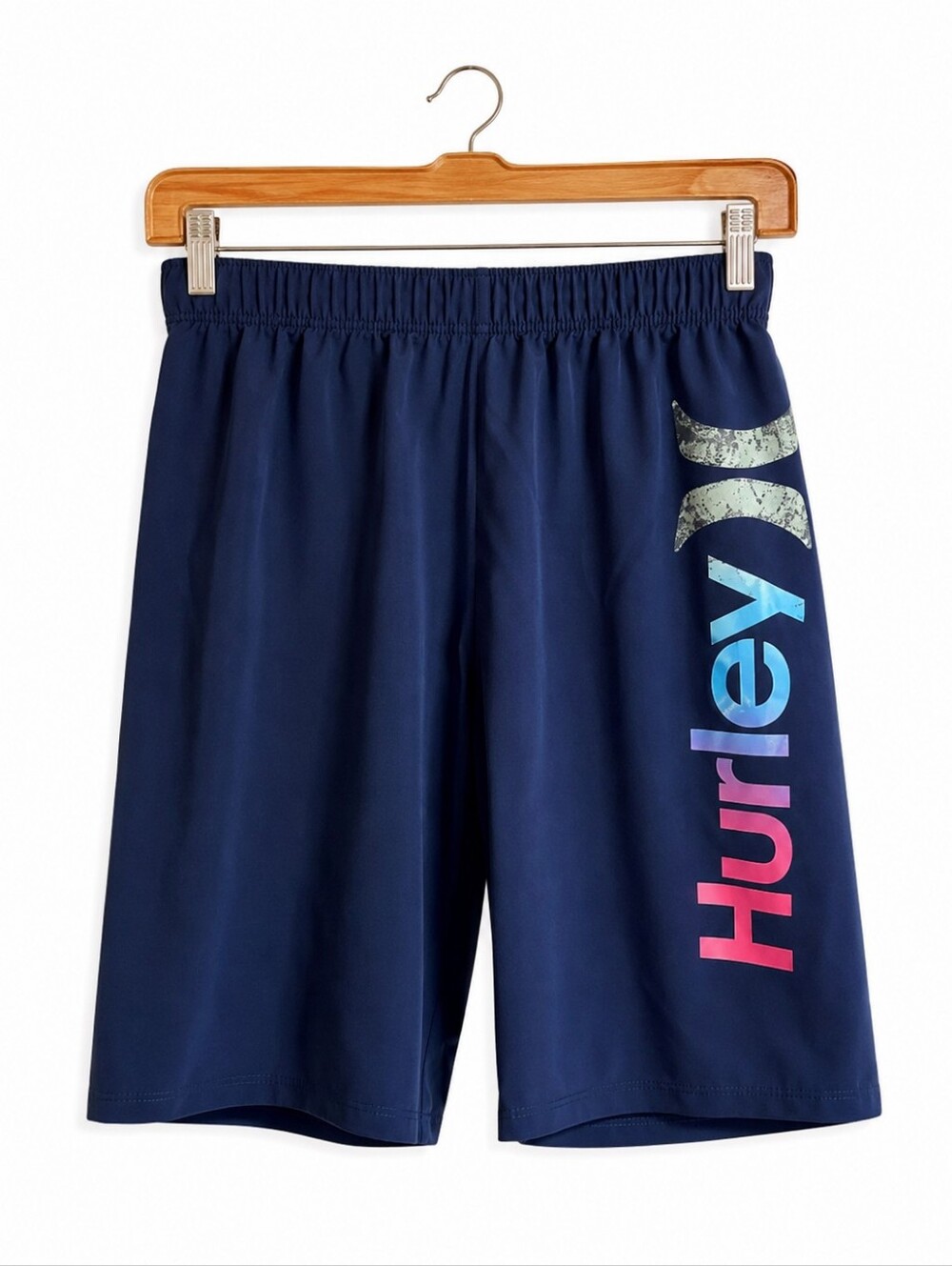 Hurley Youth Boys Navy Athletic Shorts Size Large (12–13) Blue Logo Performance